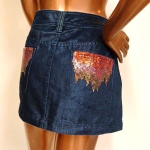 Express Jean's Metallic Sequim Mini Skirt
